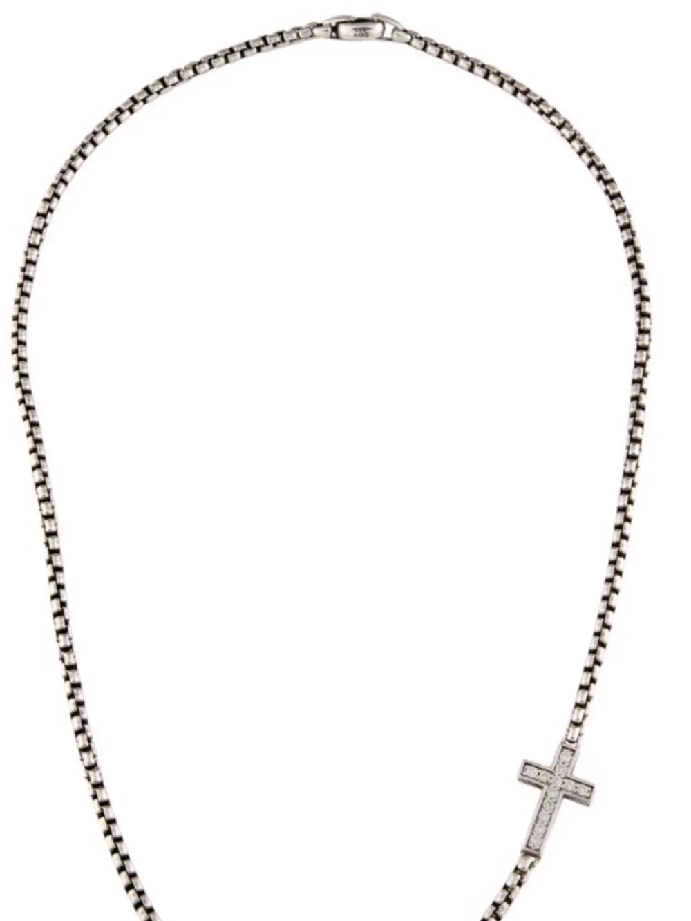 DAVID YURMAN STERLING SILVER 925  DIAMOND 0.48CTW CROSS STATION NECKLACE